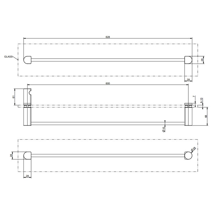 Полотенцедержатель, 60 см, Gessi Rilievo, black xl арт. 59566#299