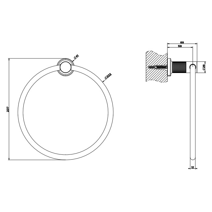 Полотенцедержатель - кольцо 23см., Gessi Inciso, хром арт. 58509#031
