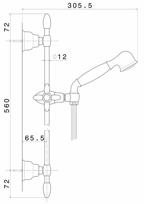 Душевая стойка длиной 150 см без вывода для подключения воды, MUSE Kerama Marazzi, бронза - 9191KM.31.023