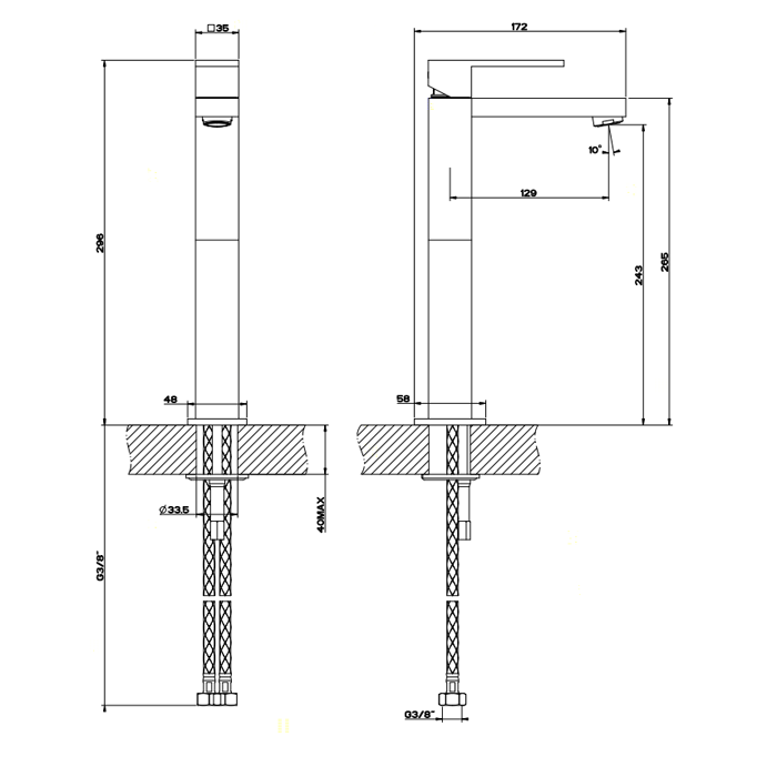 Смеситель для раковины с высоким изливом 128мм, Gessi Rettangolo, хром арт. 11922#031