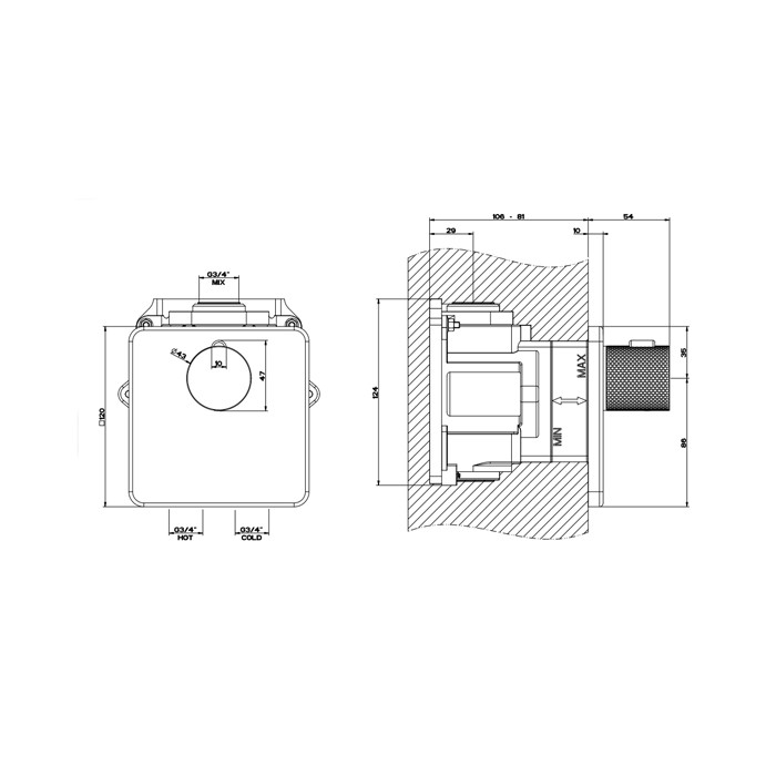 Смеситель для душа, встраиваемый, термостатический, резьба 3/4", Gessi Inciso, black xl арт. 58254#299