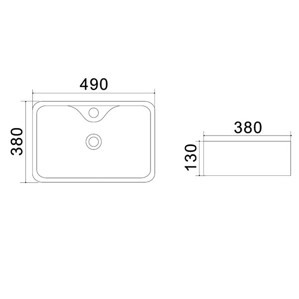 Раковина 49х38х13, накладная, белая, Azario - AZ-4569A