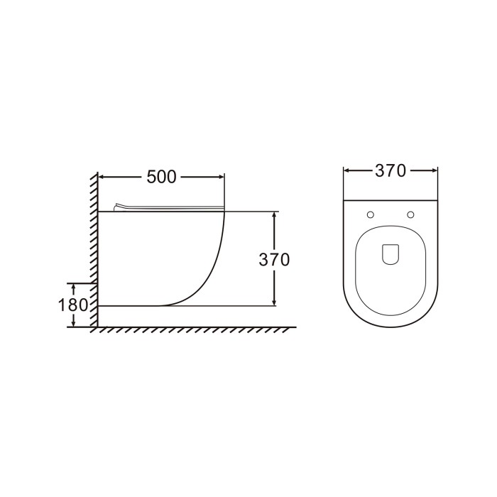 Подвесной унитаз 370х370х500 безободковый, в комплекте с сиденьем микролифт, белый, Azario MORANO арт. AZ-450W