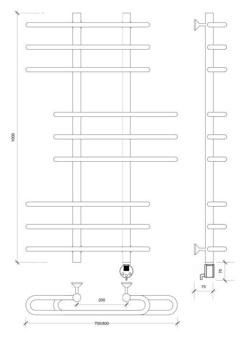 Полотенцесушитель электрический 100x20x80 Венеция 6 Secado арт. 4673739234440