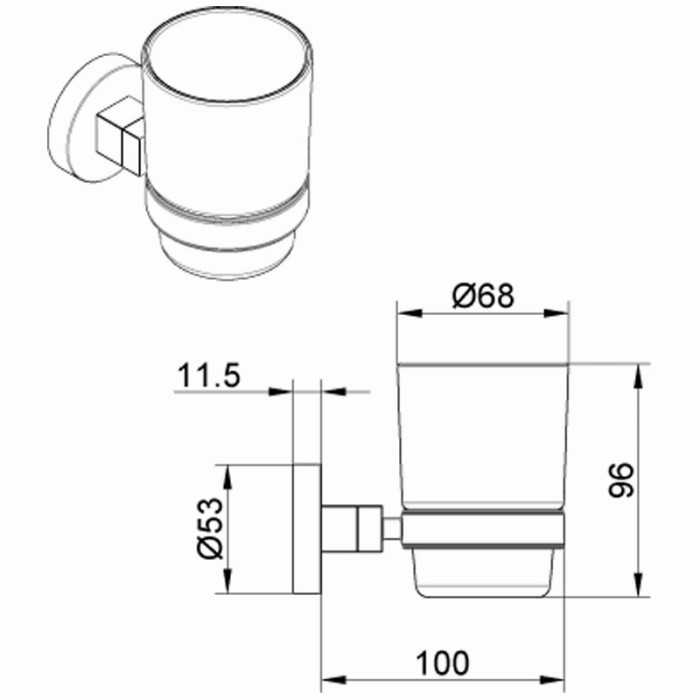 Стакан стеклянный, хром, Azario Nessy - AZ-73106