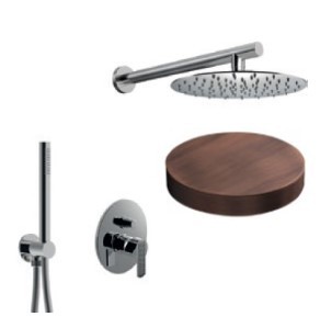 Внешняя часть встраиваемого смесителя для душа однорычажный с дивертером, верхний душ латунь, ручной душ, Giulini Surf deluxe, медь матовая арт. 5879DLEPVROP