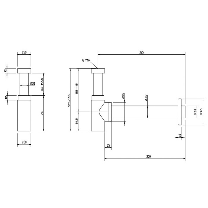 Сифон для биде, Gessi, 01375#031 цвет: хром