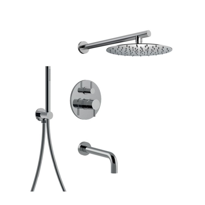 Внешняя часть для встраиваемого комплекта для душа, на 3 режима, верхний душ d250, ручной душ, излив на ванну, Giulini My future, хром арт. 5970-EP