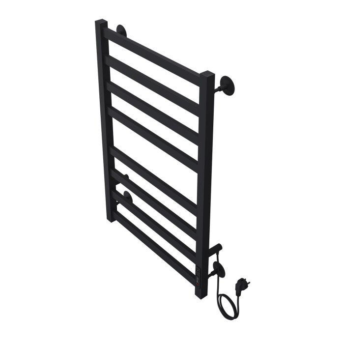 Полотенцесушитель электрический 500/800 квадрат, 8 секций, диммер справа, черный, Palermo Azario - AZ83858B