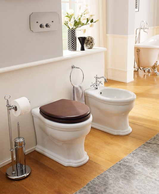 Унитаз напольный, цвет белый с антибактериальным и грязеотталкивающим покрытием BIOKER, Scarabeo CASTELLANA - 5306 BK