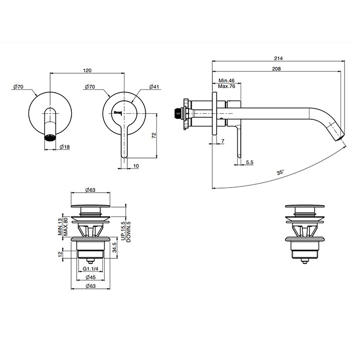 Fima Carlo Frattini Cмеситель для раковины, встраиваемый, Snap, F3121WLX8CR цвет: хром