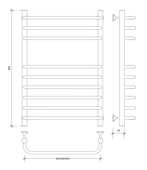 Полотенцесушитель водяной 80x40 Мерида 5 (хром) Secado арт. 4603777445843