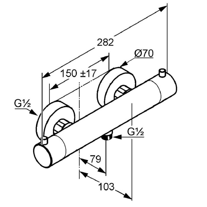 Смеситель для душа с термостатом dn15, objekta therm e Kludi, хром - 352000538