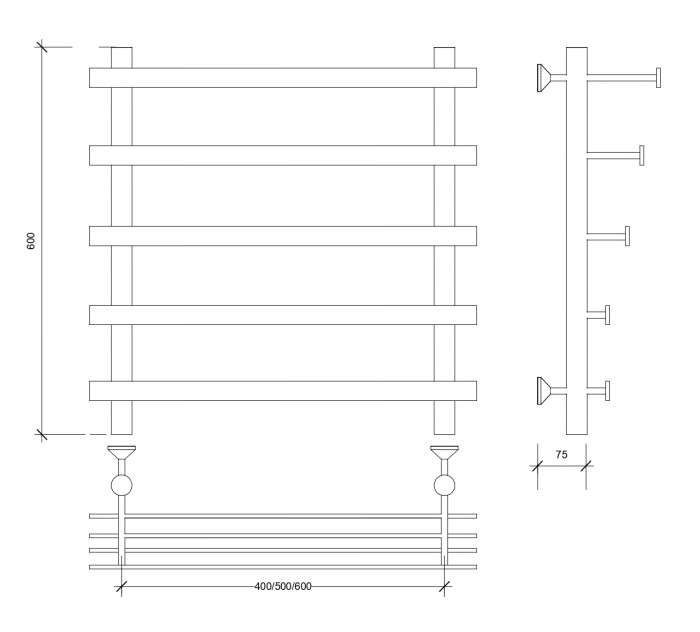 Полотенцесушитель водяной 60x60x70 Понтида 7 СП (хром) Secado арт. 4603777447946