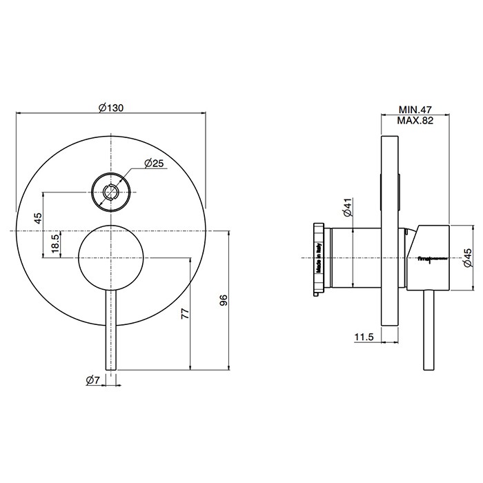 Fima Carlo Frattini Смеситель для душа, встраиваемый, на 2 источника, Spillo Steel, F3079E2INOX цвет: нержавеющая сталь