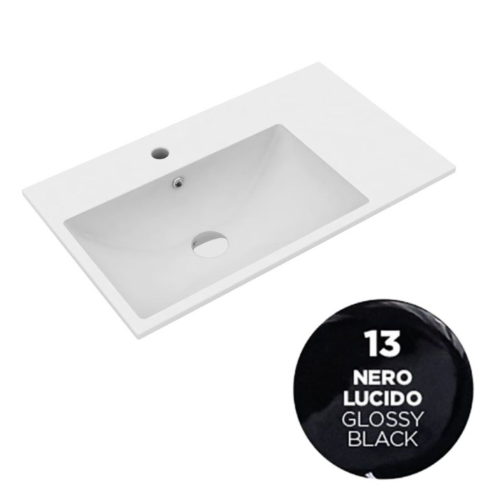 Раковина 90x45 см, с 1 отв. подвесная, встраиваемая, Olympia ceramica Tutto evo, черный глянцевый арт. TUE4890113