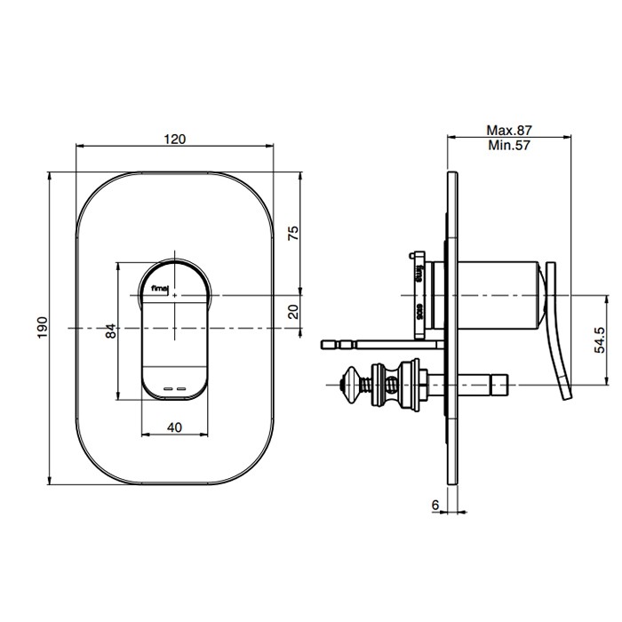 Fima Carlo Frattini Смеситель для душа, встраиваемый, с переключателем на 2 выхода, Flo, F3809X2NS цвет: черный