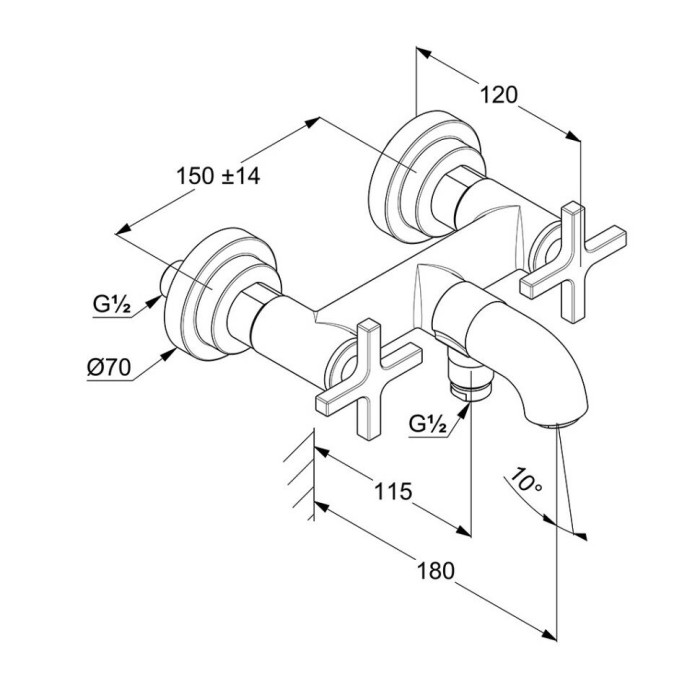 Смеситель для ванны и душа, nova fonte Kludi, хром - 205400520
