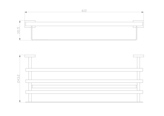 Полотенцедержатель с полкой, Wonzon & Woghand Flat, WW-9781 цвет: хром