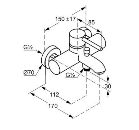 Смеситель для ванны и душа, bozz Kludi, брашированное золото - 38691n076