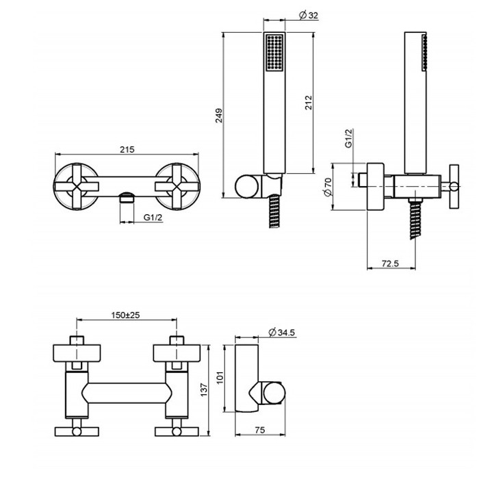 Fima Carlo Frattini Смеситель для душа внешнего монтажа с душевым комплектом, Maxima, F5305CR цвет: хром