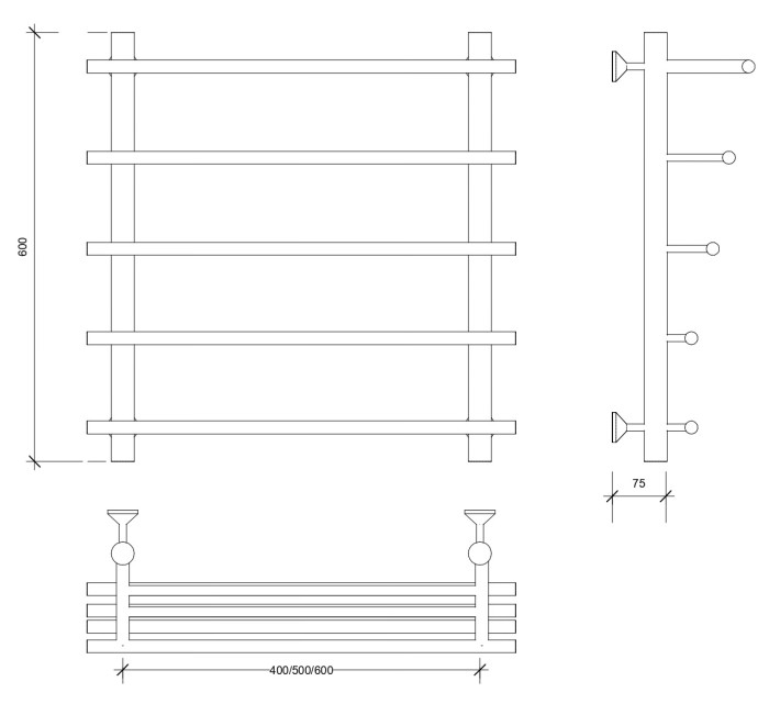 Полотенцесушитель водяной латунный 60x40x50 Турин 6 (бронза) Secado арт. 4673739250280