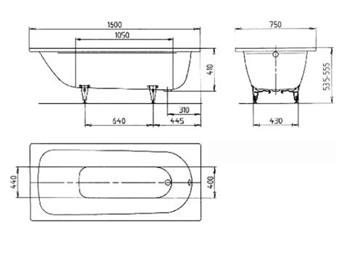 Стальная ванна Kaldewei Saniform Plus 372-1 160 х 75 см, цвет белый арт. 112500010001