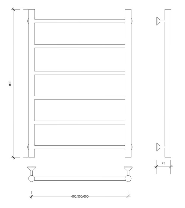 Полотенцесушитель водяной 80x60 Триада 1 (черный) Secado арт. 4673739228494