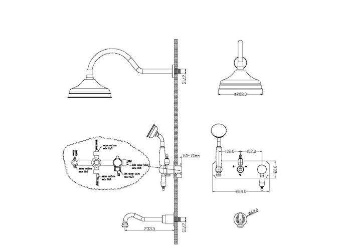 Смеситель для ванны, встроенный, Boheme Tradizionale cromo - 258