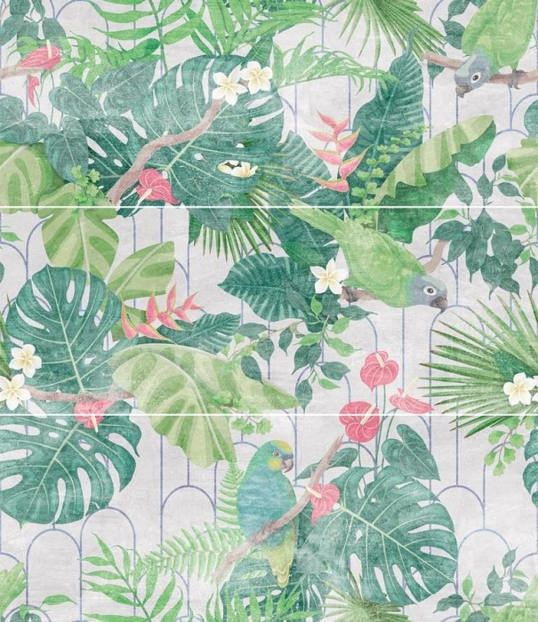 Декоративная плитка кер. Amazonia cgt серая (панно из 3-х плиток) l69х60 GLOBAL TILE Amazonia арт. П219071
