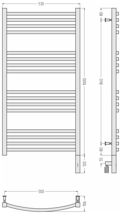 Сунержа Электрический полотенцесушитель 600x500, Аркус 3.0, 051-5705-1050 цвет: состаренная латунь