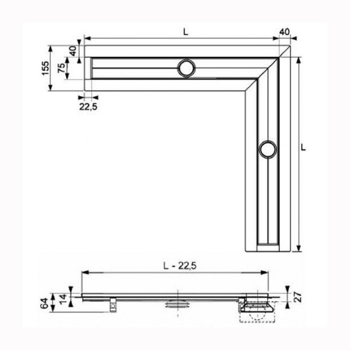 Панель для слива steel 900 х 900, полир., Угл., Steel TECE арт. 610980