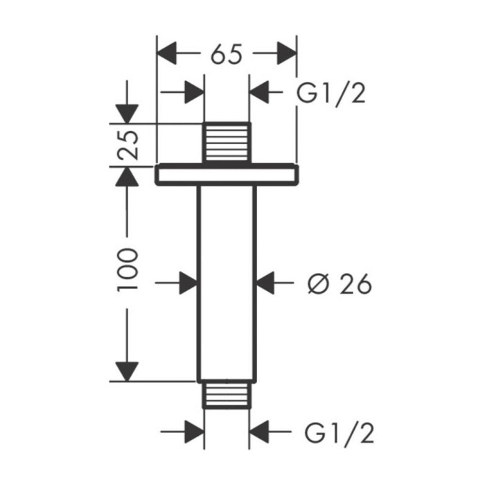 Душевой кронштейн потолочный 100 мм Vernis Shape Hansgrohe, хром арт. 26406000