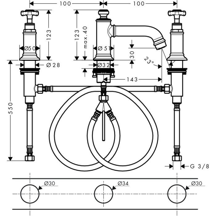 Смеситель для раковины Montreux Axor, шлифованная медь арт. 16536950