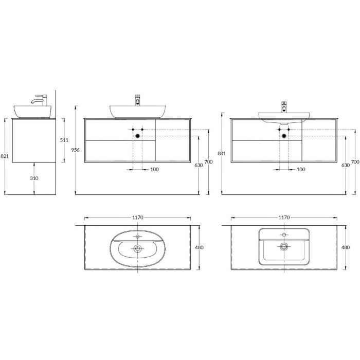 Тумба подвесная 120см, 3 ящика, Plaza modern Kerama Marazzi, коричневый - PLB.M.120.3\OAK.O