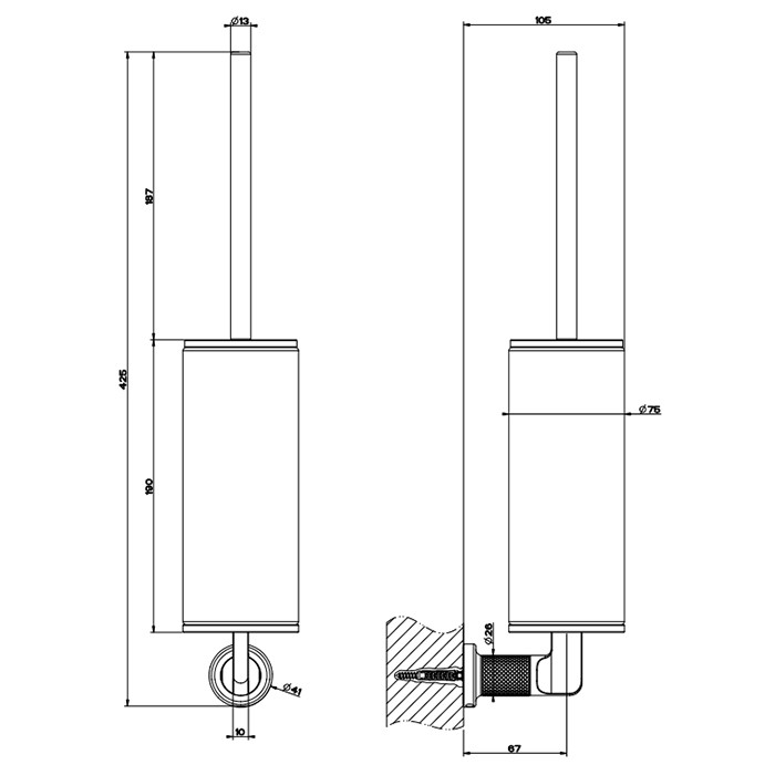 Ершик подвесной, Gessi INCISO, black xl арт. 58520#299