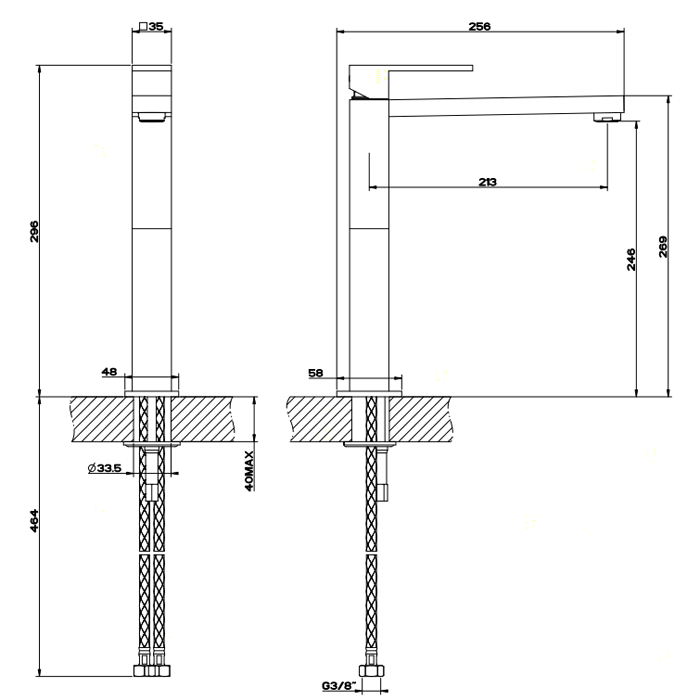 Смеситель для раковины с высоким изливом 213мм, Gessi Rettangolo, хром арт. 11924#031