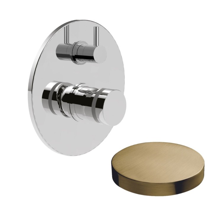 Встраиваемый смеситель для душа на 3 режима, поворотный переключатель, Giulini My ring, золото брашированное арт. MR0064-3EPOSP