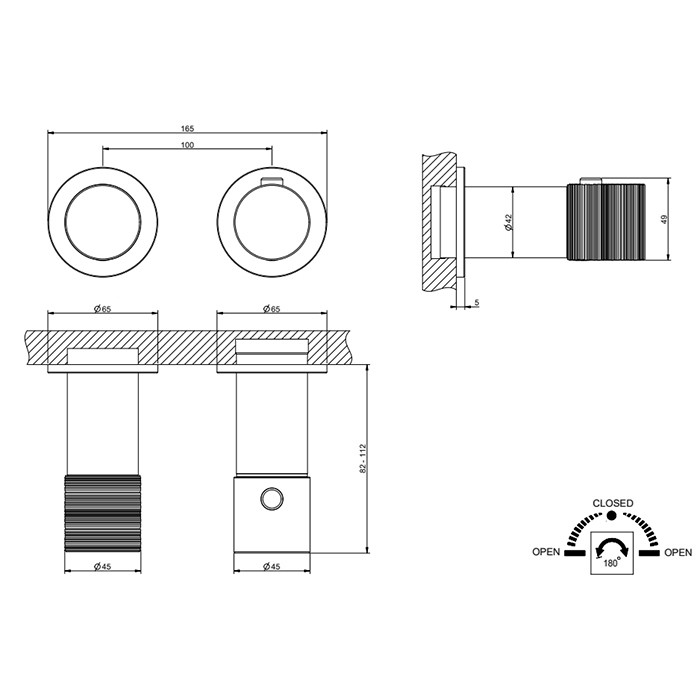 Смеситель для душа, встраиваемый, термостатический, с переключателем на 2 положения, Gessi Habito Trame, хром арт. 70334#031