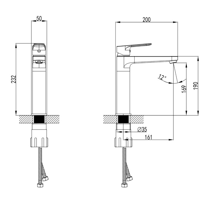Смеситель для раковины-чаши, высокий, без донного клапана, черный, Azario Elvis арт. AZ-WWK168X55PA