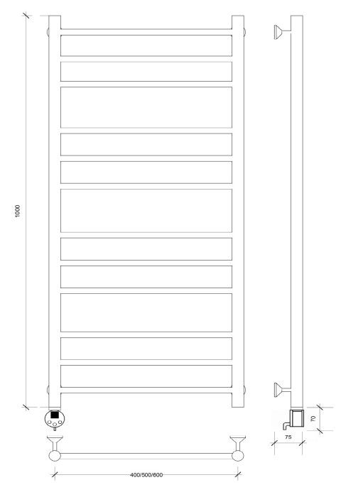 Полотенцесушитель электрический 100x40 Триада 3 Secado арт. 4673739243138