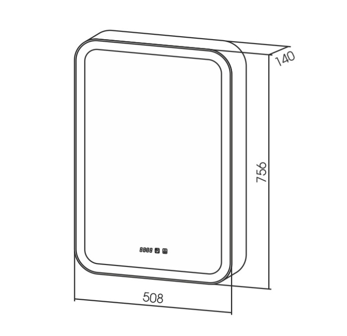 Зеркало-шкаф 50 508х756х140 c подсветкой и диммером + часы, Azario Фиджи - LED-00002361