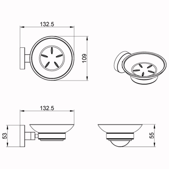 Мыльница стеклянная, хром, Azario Nessy - AZ-73108