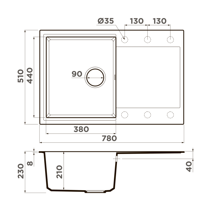 Кухонная мойка Omoikiri Daisen 78T-BL Tetogranit, цвет черный арт. 4993527