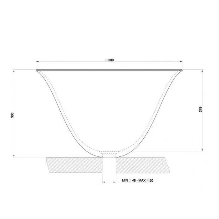 Раковина 50х30 см, без отв., накладная, керамическая, Gessi Goccia, платина арт. 39135#519