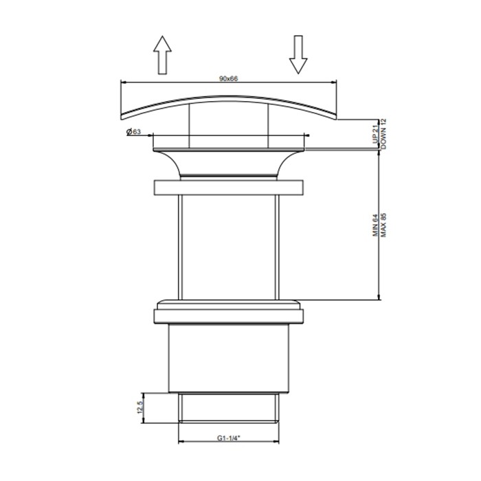 Автоматический донный клапан “Stop&Go” для раковины без   перелива, Gessi, 29092#707 цвет: черный