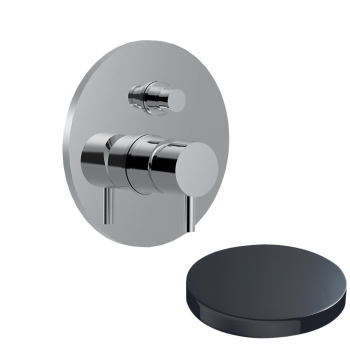 Смеситель для душа встраиваемый, на 2 режима, с кнопкой-переключателем, Giulini My future, хром черный глянц арт. 5963CRN