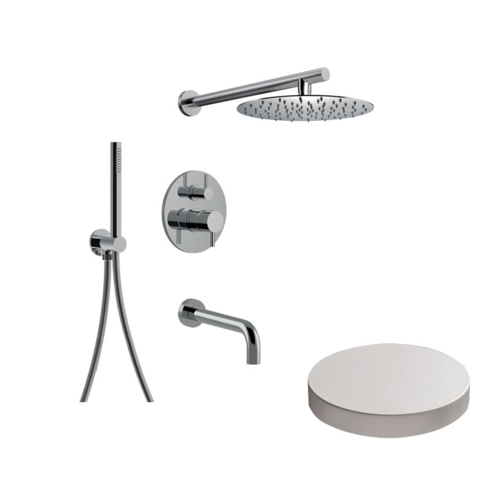 Внешняя часть для встраиваемого комплекта для душа, на 3 режима, верхний душ d250, ручной душ, излив на ванну, Giulini My future, белый матовый арт. 5970-EPBO