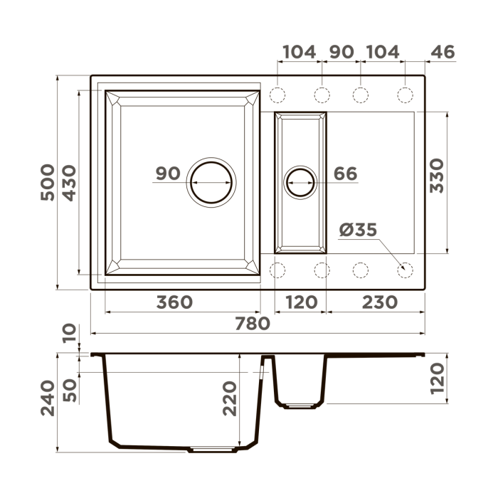 Кухонная мойка Omoikiri Sakaime 78-2-SA Tetogranit, цвет бежевый арт. 4993116