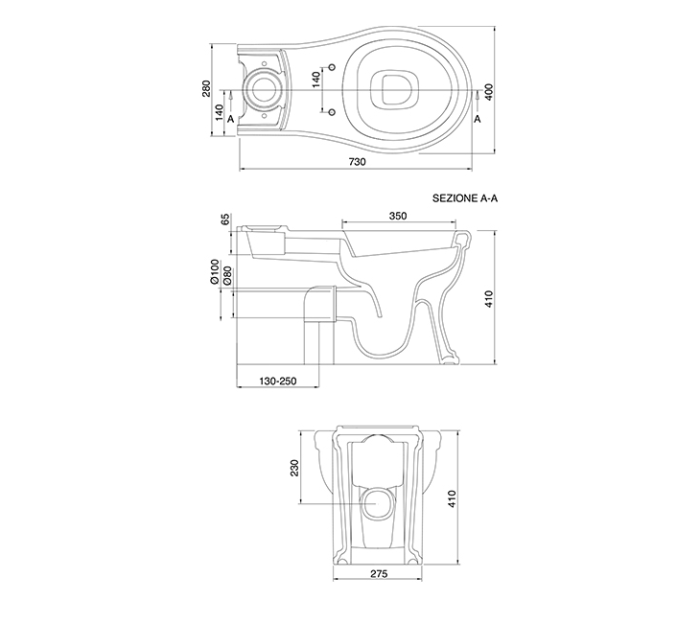 Унитаз-моноблок, цвет белый, Scarabeo CASTELLANA - 5308